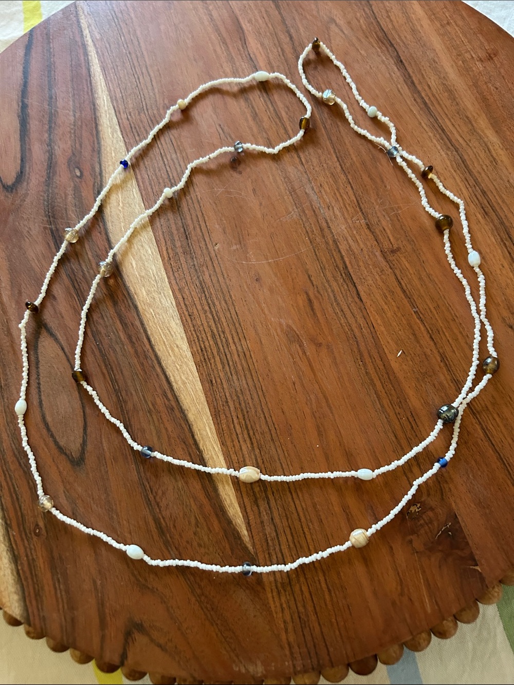 Long Layering Beaded Necklace Earth-tone Colors and Various Glass Beads NWOT